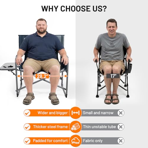 TIMBER RIDGE Extra Wide Directors Chair - Heavy Duty Folding Camping Seat for Ultimate Comfort - Image 5