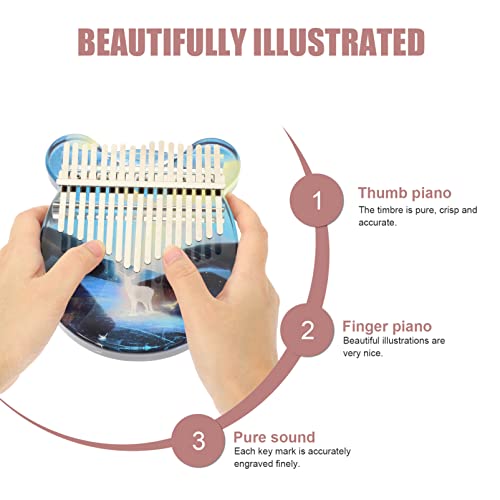 Vaguelly 1 Conjunto Kalimba Piano de Polegar 17 Keys Cristalm Cleal Kalimba Acrílico Mbira Piano de