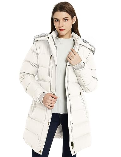Ampake Women's Winter Parka Coat Thicken Puffer Jacket with Hood(Khaki,3XL) — view 2