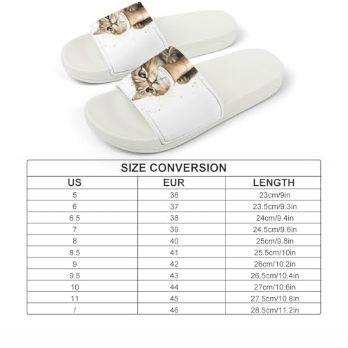 Cute Cat Drinking Tea Funny House Sandals Non Slip Shower Slippers Quick Drying Bathroom Shoes for Women Men2