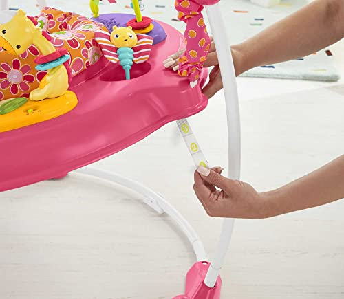Fisher-Price Baby Bouncer Pink Petals Jumperoo Activity Center With Music Lights Sounds And Developmental Toys #TOP3