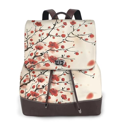 Sac à dos japonais multifonction imprimé floral prune pour ordinateur