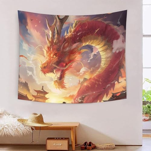 Tapisserie murale dragon pour habiller un grand mur blanc de chambre ou salon