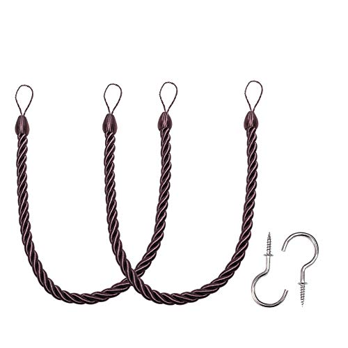 BEL AVENIR Curtain Tiebacks Ropes Tie-Backs,Handmade Holdbacks(Purple,2P)