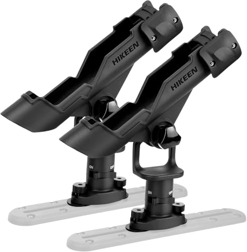 BOOSTEADY Lot de 2 Support de Canne à Pêche pour Bateau et Kayak, Porte Canne à Pêche en Réglable à 360° pour Montage sur Rail ou sur Pont