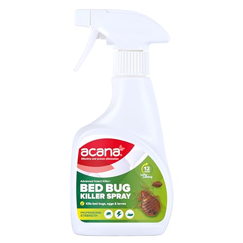 Acana Spray antichinches de cama de 275 ml | Larga duración hasta 12 semanas | Fuerza profesional | Mata chinches, huevos y larvas | Para uso en superficies duras y suaves, colchones, alfombras y