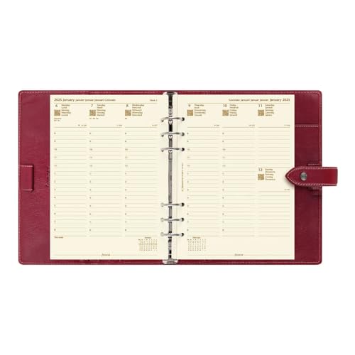 Filofax Malden Organizer, A5 Size, Burgundy - Tactile, Full-Grain Buffalo Leather, Six Rings, Cotton Cream Week-to-View Calendar Diary, Multilingual, 2025 (C021703-25) by Filofax - Used condition - Image 2