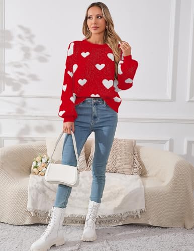 Image of Libsorge Womens Valentine Heart Sweater 2026 Valentines Day Trendy Cute Oversized Long Sleeve Pullover Sweaters