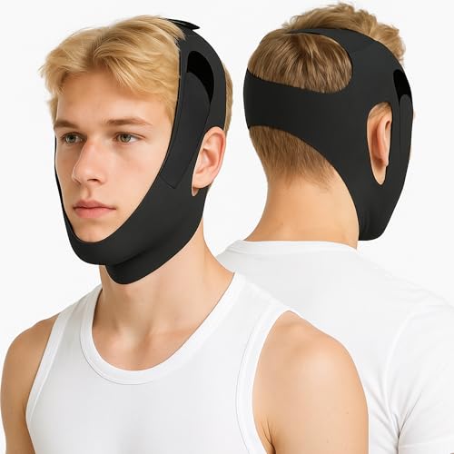 Holinee Chin Strap for Sleeping, Adjustable Chin Strap for Snoring, Anti Snoring Devices Breathable