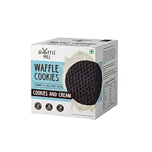 Waffle Mill Waffle Cookies | Cookies & Cream | 1 Box contains 5 Cookies | Each Box 175gm | 100% Vegetarian And No Added Preservatives (175gm) - Pack of 1