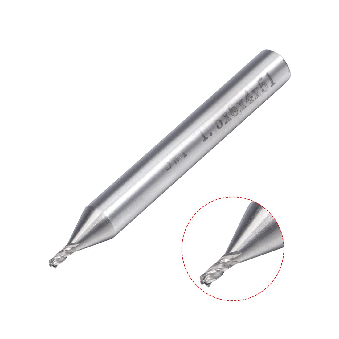 Sourcingmap 6mm Shank 1.5mm x 4mm Straight Flat Nose End Mill Cutter CNC Router Bits 4 Flute, 1.5x6x4x51mm - Image 2