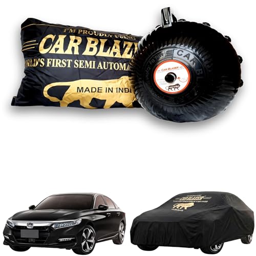 Image of CARBLAZER Portable & Semi-Automatic Full Body Car Covers: Heavy Duty Device| Anti-Theft| Dust & Scratch Proof | Water & Wind Resistant|Custom Fit| Dual-Side Cover, Compatible for Honda Accord