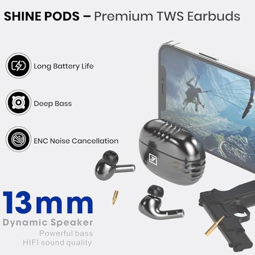 Image of ONE 7 Shine PODS Wireless in-Ear Earbuds | 13mm Dynamic Driver | Deep Bass | ENC Calling | Bluetooth v5.3 | Up to 36 Hours Playtime | Lightweight with Silicone Case (ON TWS-54) (Black)