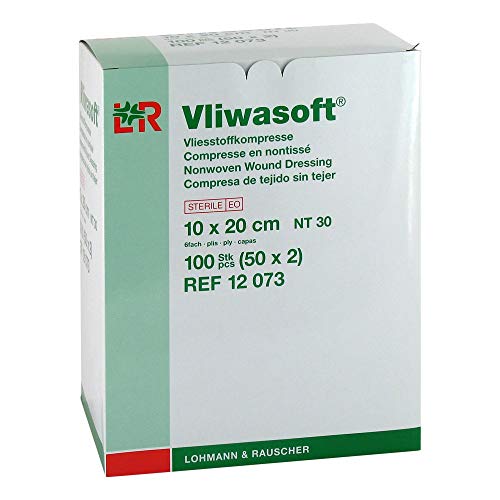 vliwa Soft Compresses non tissées stériles 10 x 20 cm 6L. 100 compresses Cover