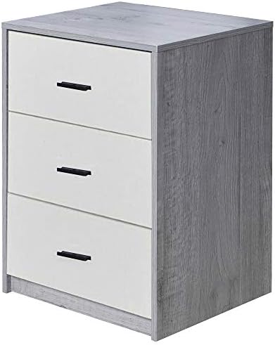 URBNLIVING 3 Drawer Wooden Bedroom Bedside Cabinet (White Carcass + White Drawers)