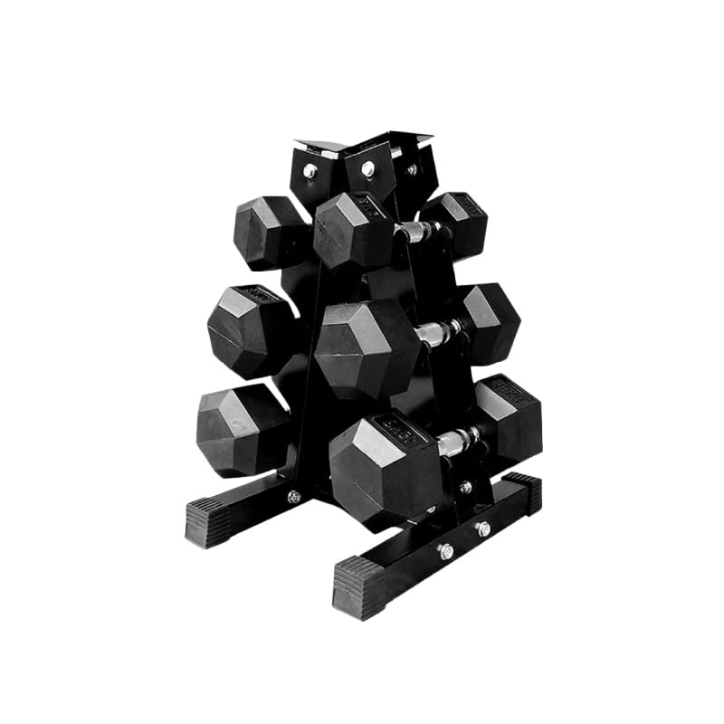Hex Dumbbells Set with Rack or Without Rack, Weights Dumbbells Set for Home Gym, Premium Hexagon Strength Training Gym Equipment for Men & Women (Inculde Rack, 6+7+8 Kg Pair Set)