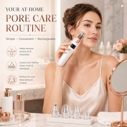 Image of AJIGNA MAR 5-in-1 Blackhead Remover Machine - Electric Pore Cleaner & Whitehead Removal Tool, Deep Face Cleaner Machine for Acne, Pimple & Blackhead Removal, USB Rechargeable Derma Suction Device