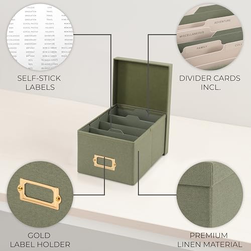 ZICOTO Decorative Photo Storage Box - Sturdy Linen Photo Organizer with Dividers is Perfect to Store Up to 850 Pictures and 4x6 Photos - Portable Scrapbook Storage Containers with Lid by ZICOTO - Image 6