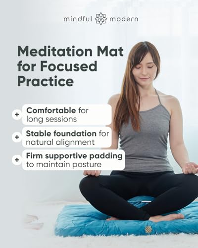 Image of Mindful & Modern Zabuton Meditation Mat - Cotton Filled Yoga and Meditation Pad - Zabuton Meditation Cushion for Kneeling and Sitting Support - Large Rectangular Sitting Floor Pillow for Bench or Zafu