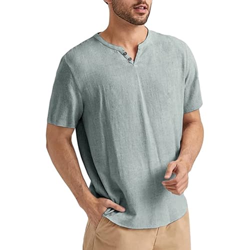 T-shirt de voyage homme en coton col V léger pour les vacances