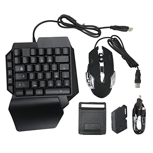 Image of ciciglow Single Hand RGB Gaming Keyboard And Mouse Combo, USB Wired LED Backlit Keyboard With Mouse And Converter, 35 Keys Mini Gaming Keyboard Set For iOS 13.4 Or Less