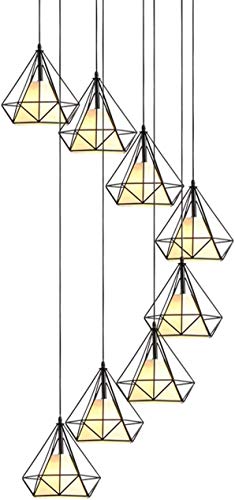 KBEST Treppenhaus Kronleuchter 8 Multi Lichter Moderne Kreative Wohnzimmer Pendelleuchte Villa Deckenleuchte Duplex Wohnung Wendeltreppe Langen Kronleuchter, 40X180cm Cover