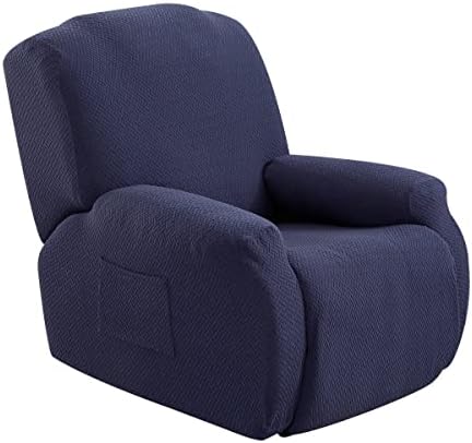 Rosnek Recliner Covers Stretch Recliner Chair Covers 4 Pieces with Pocket,Lazy Boy Reclining Chair Furniture Covers for Recliners,Jacquard Recliner Slipcovers for Large Recliner