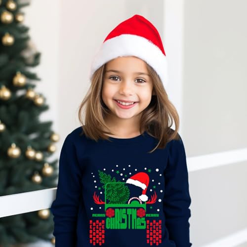 Kids Christmas Sweatshirt Boys Girls Ugly Xmas Santa Dinosaur Graphic Shirt Toddler Pullover Long Sleeve Outfit Tops3