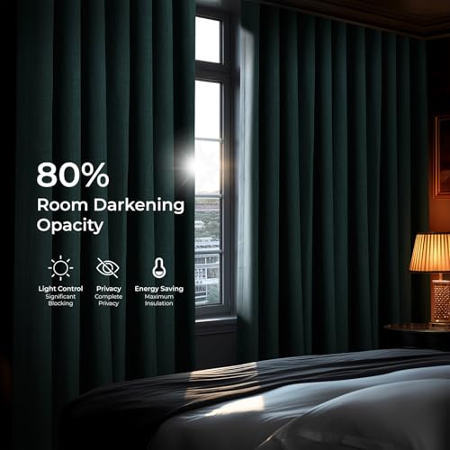 Image of HPD Half Price Drapes Grommet Linen Curtains 120 Inches Long Room Darkening Curtains for Bedroom & Living Room (1 Panel), 50W x 120L, Focal Green