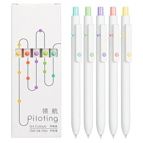 5Pcs Retractable Gel Pen Quick Drying 0.5MM Office Writing Tool for Adult Student Writing Journaling Party Supplies