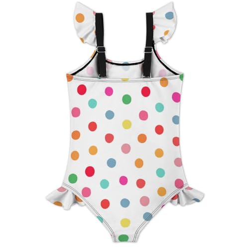 Image of Girls One Piece Swimsuit Polka Dots Ruffles Swimwear Bathing Suits 3-12 Years