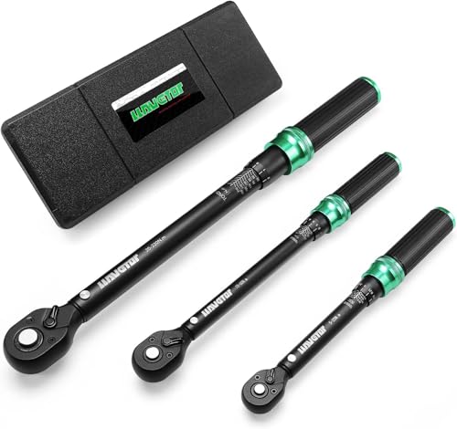LLAVETOR Juego de llaves dinamométricas de 3 piezas, 1/4, 1/2 y 3/8, 5-25 N.m, 10-60 N.m, 20-220 N.m, llave dinamométrica bidireccional para mantenimiento de bicicletas, motocicletas y coches