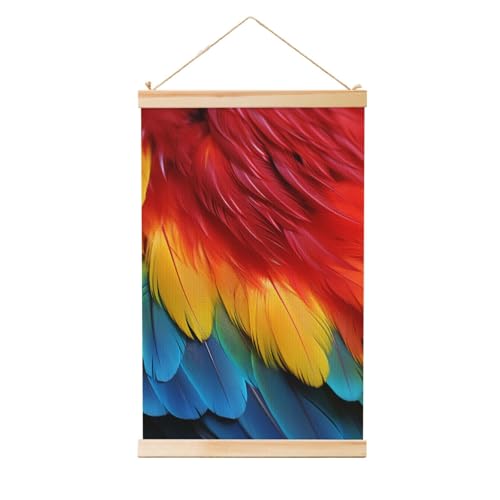 Plumes de perroquet poster moderne sur cadre en bois noble pour décoration haut de gamme