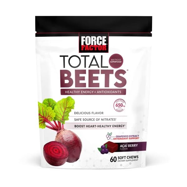 Force Factor Total Beets Soft Chews with Beetroot, Nitrates, L-Citrulline, Grapeseed Extract, and Antioxidants, Healthy…
