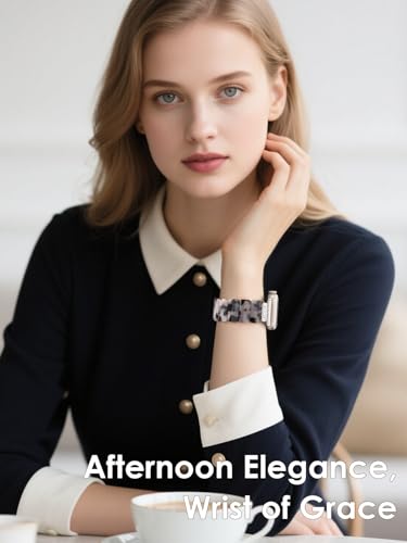 Image of V.R.HOPE Stretchy Resin Apple Watch Band for Series Ultra /10 /9 /8 /7 /SE 38mm 40mm 41mm 42mm Fashion Cute, Lightweight & Flexible, Rectangle Design with iWatch Series 6 /5 /4 /3 /2 /1(Fluorescent White-S)
