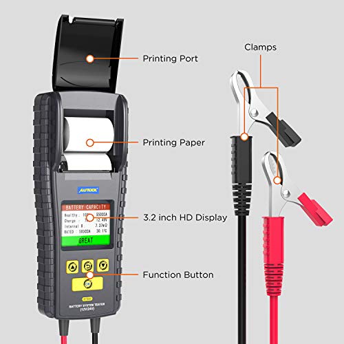 Bt-860 Car Battery Load Tester With Printer And Temperature Monitoring, Trucks Automotive 12V/24V 100-2000 Cca Battery Analyzer For Cranking Charging System #TOP1