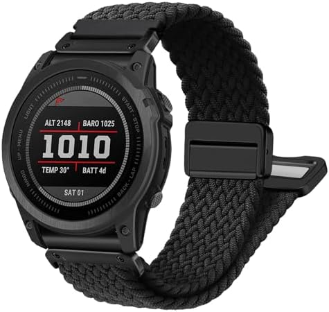 Abanen Quick Fit 22mm Stretchy Watch Band with Magnetic Buckle for Garmin Fenix 7 / Fenix 6 / Fenix 5 / EPIX 2, Soft Loop Elastic Braided Wristband Strap for epix Pro 47mm/Forerunner 955