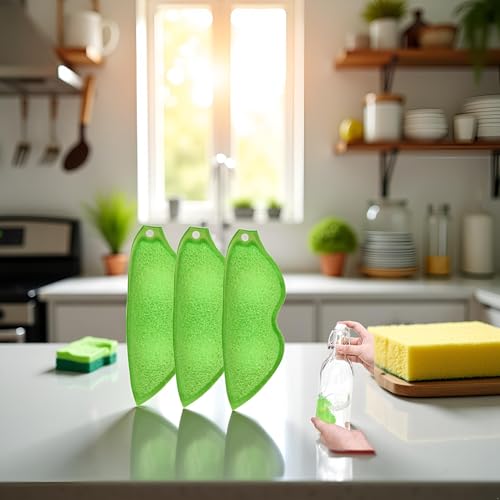 Image of Multipurpose Bean Shaped Sponge Set - 3 Pack Heat Resistant Bottle & Internal Cleaning Sponges - Reusable entreprises Bottle Cleaning Tools