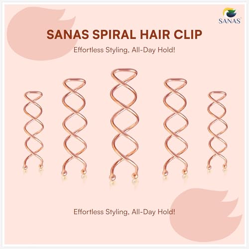 Image of Sanas Hair Pins for Hair Styling (10Pcs) U Pin for Hair Clips for Hair Styling Hair Pins for Women Wedding Girls Juda Pins For Hair Bun Accessories & Clips for Women Spiral U Pin (10Pcs) (Copper)