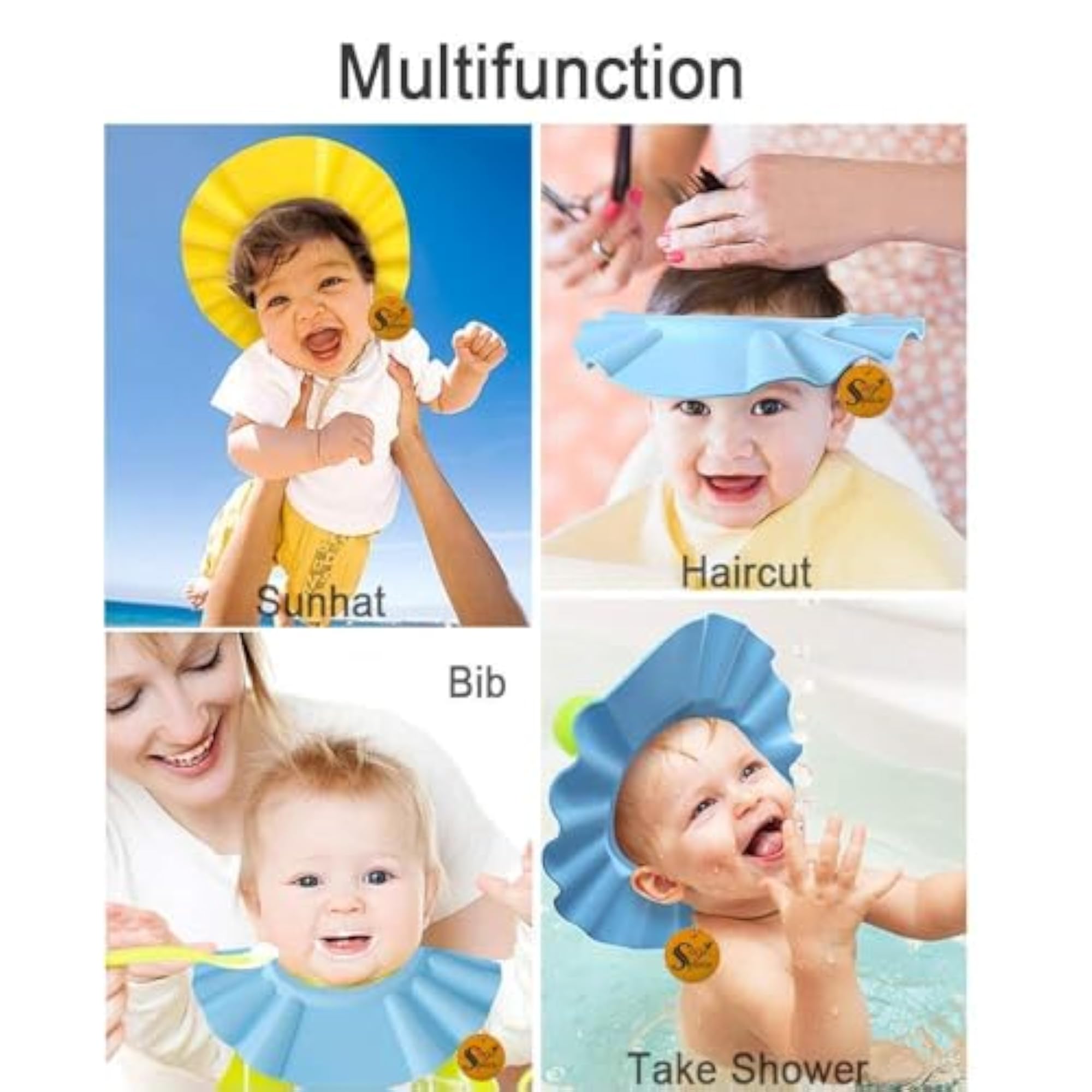 Adjustable Baby Shower Cap with Ear Protector, Pack of 2