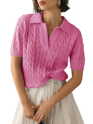 Women's Short Sleeve Sweaters V Neck Pullover...