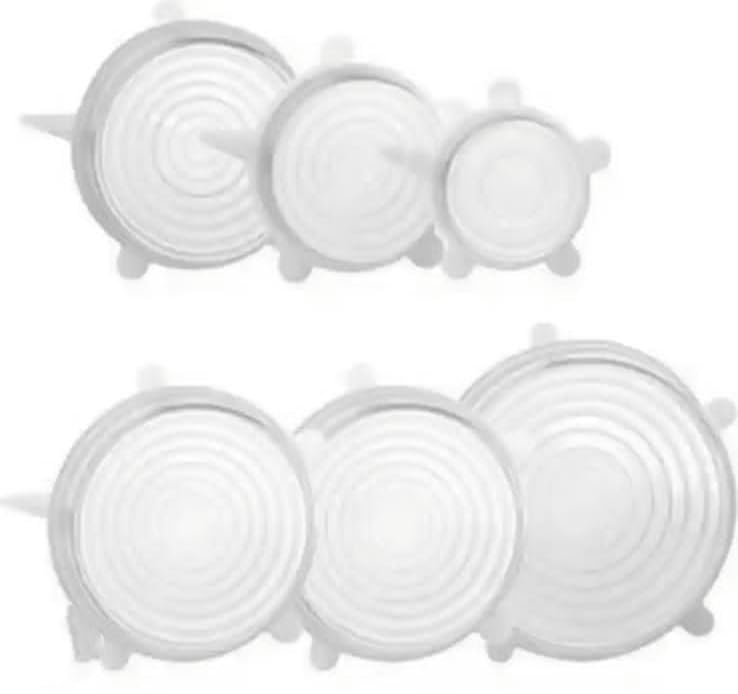 IIMZS Silicone Stretch Lids (Pack of 6) - Reusable Flexible Covers for Rectangle, Round, Square Bowls, Dishes, Jars, Glassware, and Mugs - Free Size