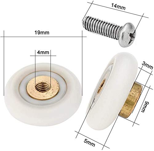 Set Of 8 Dia 19Mm Stainless Steel Shower Door Wheels Rollers Runners, White, 19Mm X 5Mm (Stainless Steel-8Pcs) #TOP4