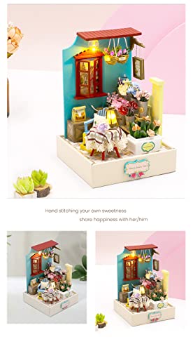 Image of Flever Dollhouse Miniature DIY House Kit Creative Room with Furniture for Romantic Artwork Gift (Flower Leisure Time)