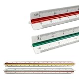 GIUSOBG 2 Stück Architektonisches Lineal 30cm Aluminium Maßstab Lineal, Metrische Skalen 1:20 1:25 1:50 1:75 1:100 1:125/1:100 1:200 1:250 1:300 1:400 1:500 für Architekten, Ingenieure (Kunststoff)