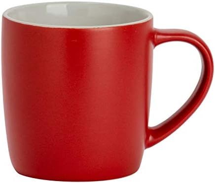 Argon Tableware Matt Tea and Coffee Mug - Modern Style Porcelain Cappuccino Latte Cup - Red - 350ml