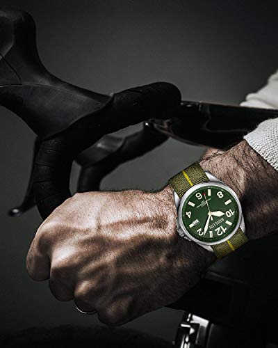 BINLUN Elastic Nylon Watch Straps 18mm/20mm/22mm Marine Nationale Style Parachute Fabric Replacement Watch Band Hook-and-Loop Silver/Black Buckle Men Women(Green-yellow,22mm) - Image 5