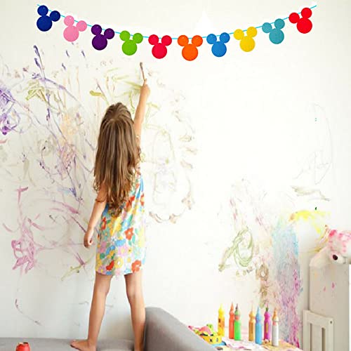60Pcs Cute Mickey Mouse Garland Disney Theme Banner Mouse Cutouts Birthday Party Decorations, Rainbow Hanging Ornaments For Classroom, Room Decor, Baby Shower #TOP4