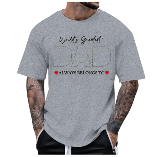 World's Greatest DAD - Maglietta da uomo, a maniche corte, con scollo rotondo, per compleanno, per il tempo libero, per la festa del papà, per la famiglia, Stil-o04 Grigio, 3XL