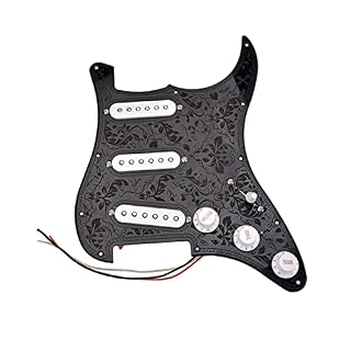 DZDZDZ Pièces De Humbucker De Guitare Électrique Pickguard Précâblées 3Ply SSS Noir 11.14×8.86×0.55inch Pickguard chargé - Les Beatles, Paul McCartney, John Lennon, RIngo Starr, George Harrison DZDZDZ Pièces De Humbucker De Guitare Électrique Pickguard Précâblées 3Ply SSS Noir 11.14x8.86x0.55inch Pickguard chargé – Image 4